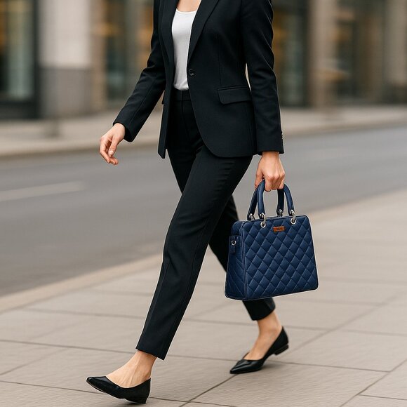 Vegan Leather Blue Colour Handbag for Women – Top-Handle Tote Bag, Satchel Purse - Picture 2 of 10